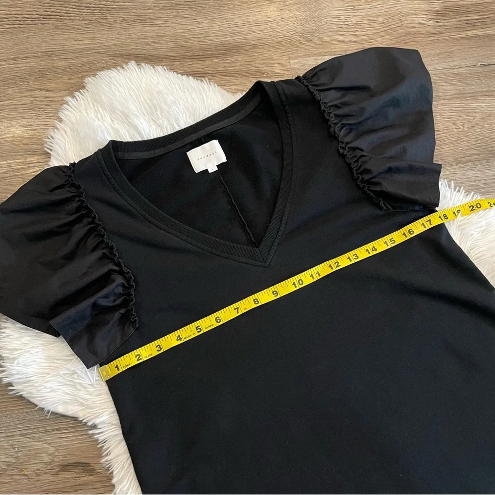 Sundays Chloe Ruffle Sleeve Mini Dress 2 Black LBD Preppy Nordstrom